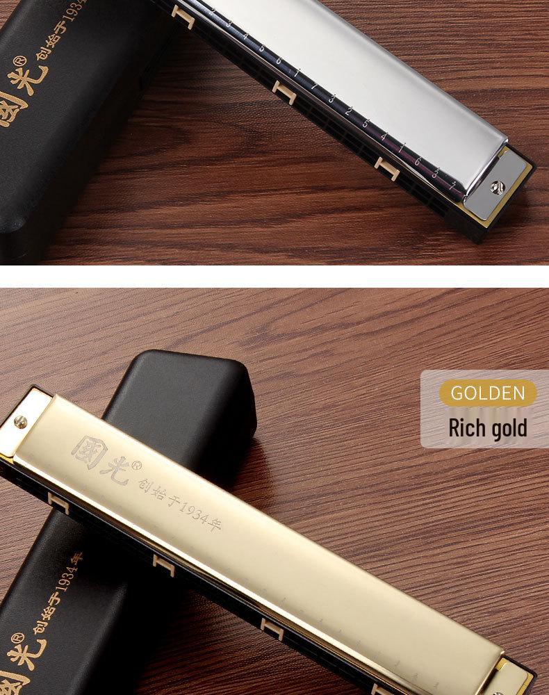 Guoguang 24-Hole C Key Double Reed Harmonica - Beginner Wind Instrument for All Ages