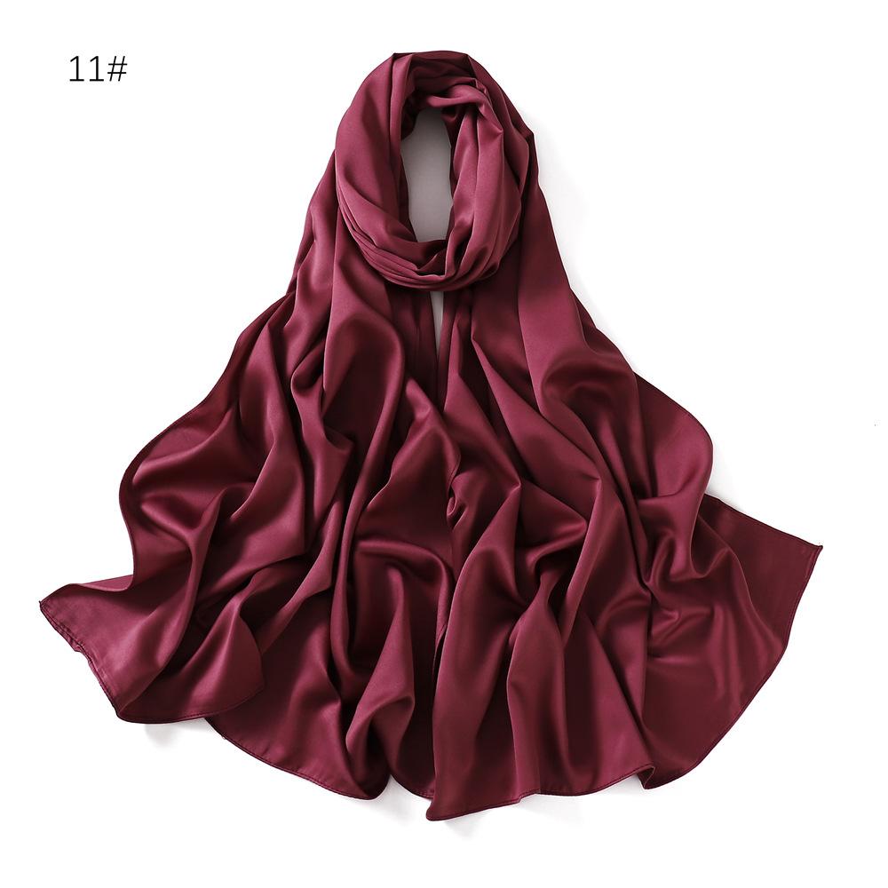 New Luxury Medine Silk Scarf For Women Muslim Plain Hijab Long Shawls Big Size Headscarf Wraps Islamic Turban Headband Bandana