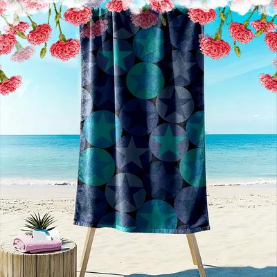 Star Pattern Blue and Green Design Beach Towel Quick-drying for Travel Outdoor Sports Jogging Beach and Swimming