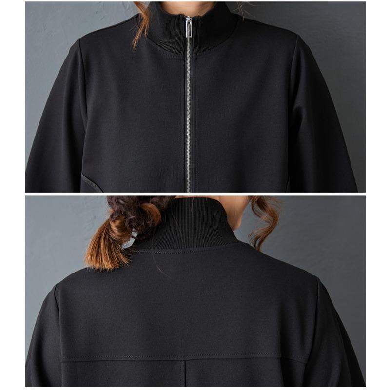 DIMANAF 2025 Women Plus Size Autumn Shirt Dress Loose Casual Oversize Long Sleeve Vintage Dress Black Zipper