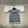 Miu-Style Color Block Lace Collar Knit Vest - Slimming Summer Top
