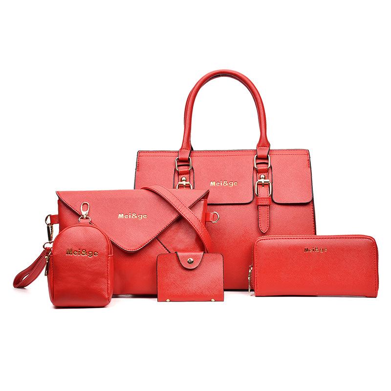 Damenmode 5-teiliges Handtaschen-Set aus PU-Leder, Umhängetasche, Umhängetasche, Geldbörsen-Set