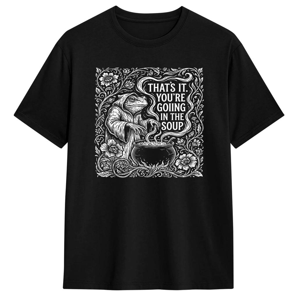 Vintage Frog Thats It Youre Going In The Soup Funny T Shirt Beach Harajuku Tshirts Cotton Oneck Plus Size Clothes