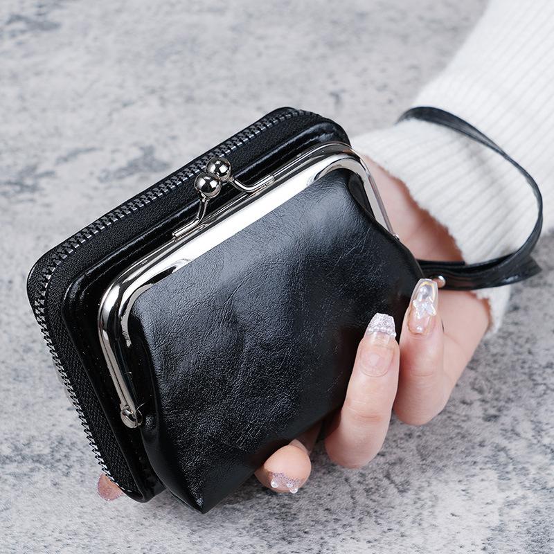 

New wallet women s fashion wrist strap short change bag large capacity coin clip bag multi-card card bag wallet чёрный