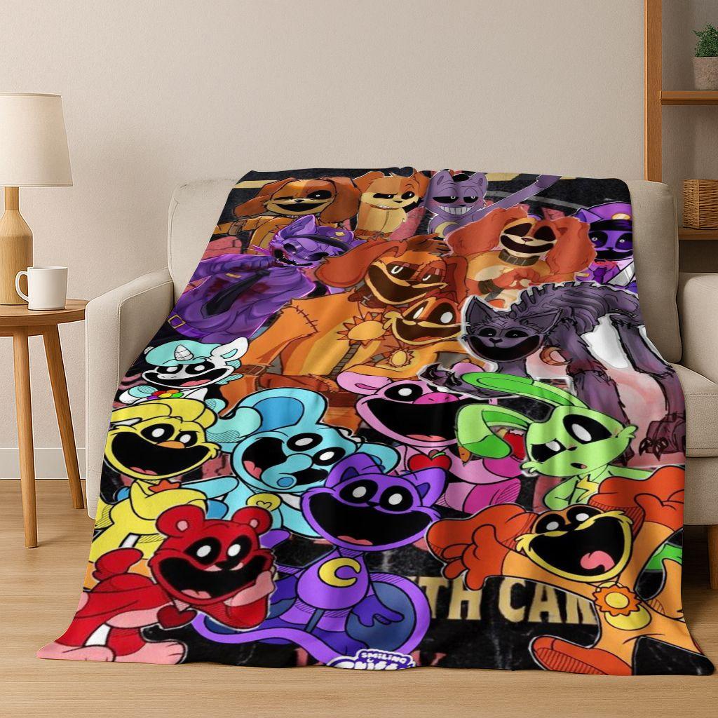 Cartoon S-Smiling C-Critters Craftycorn Catnap Art Flannel Blanket,Cozy Soft Throw Blanket for Home Bedroom Bed Sofa Cover Gift