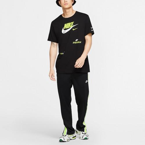 Nike double swoosh letter logo printed short sleeve T-shirt for men, black