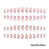 Women's Valentine Special Press On Nail 48Pcs Red Heart Glitters White French Design Multiple Sizes Easy Apply
