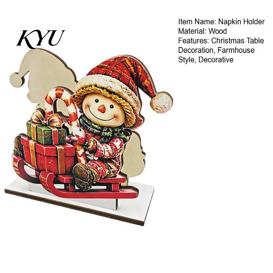 Holiday Party Supplies Snowman Napkin Holder for Dining Table, Wood Vertical Christmas Table Dispenser, Tissue Storage Home Decor Relief