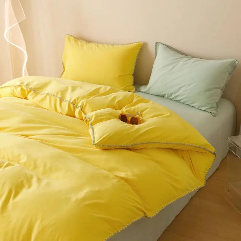 Ins Nordic Duvet Cover Set Quilt Set Korean Style Striped Bed Sheet Set For Girls Bedding Set For Bedroom