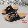 Women S Flat Beach Slippers With Double Buckle Large Size Casual Summer