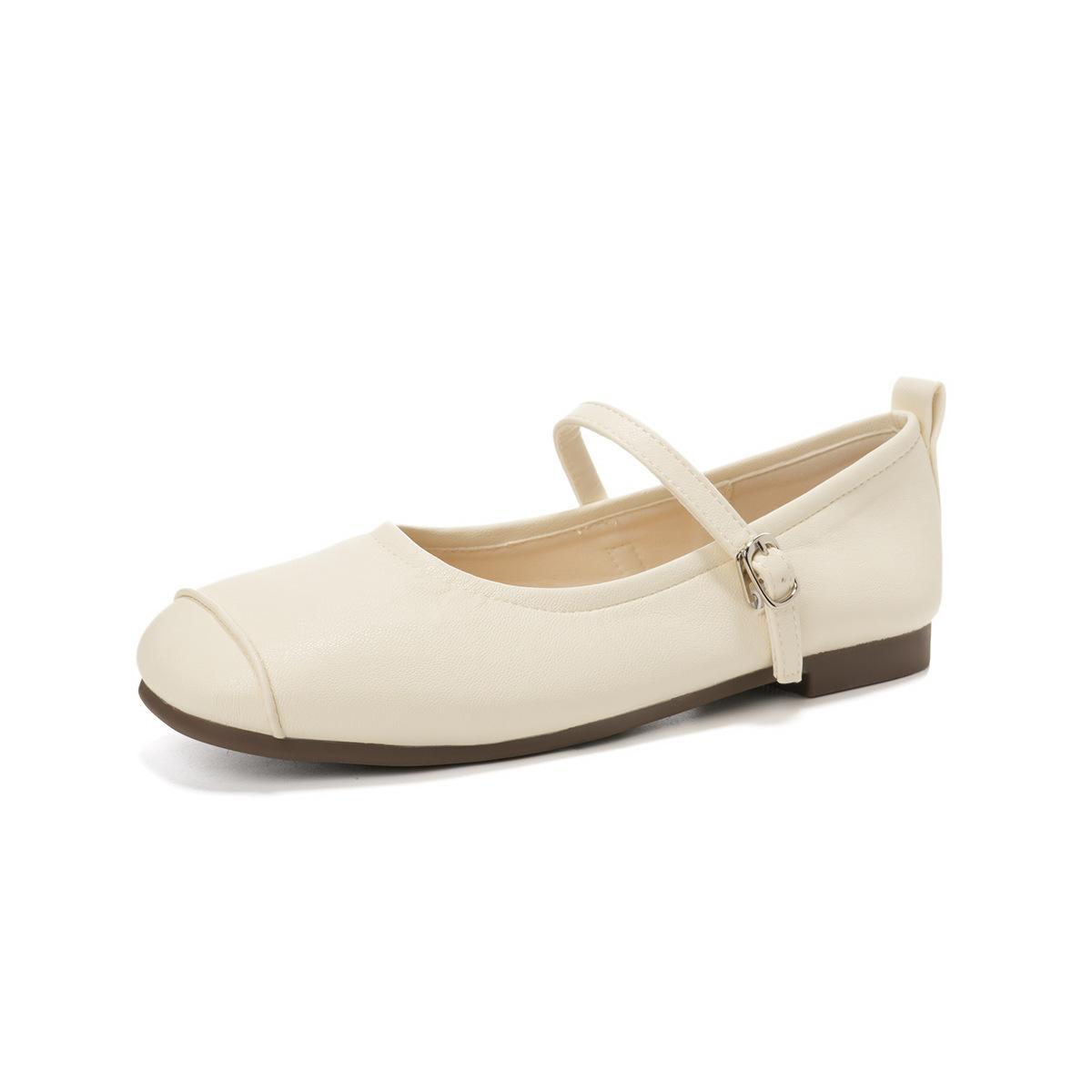 

Retro square head casual versatile shallow mouth soft-soled single shoes 2025 new French fairy style one-word buckle Mary Jane shoes 35 абрикосовый