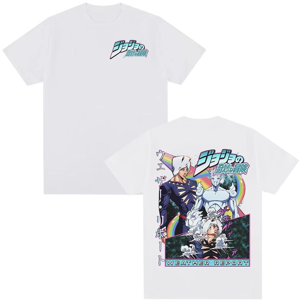 Anime Jojos Bizarre Adventure Part 6 Stone Ocean Weather Report Y2k Graphic Tee Cotton Mens Womens Tshirt Summer Streetwear