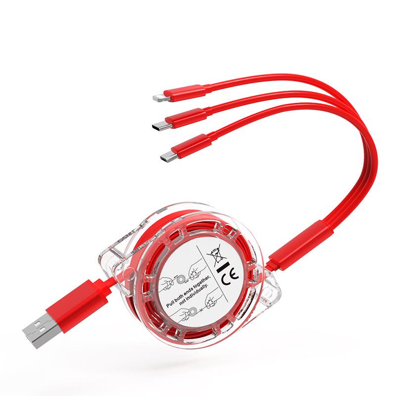 Three-in-One Retractable Fast Charging Cable: Multi-Device Mobile Charging Solution
