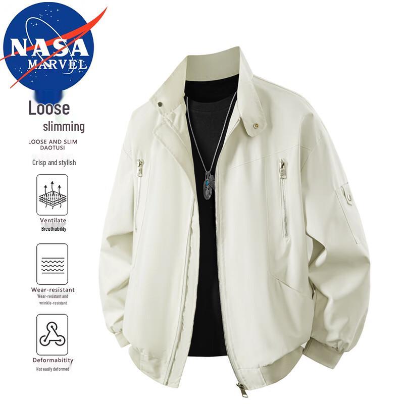 NASA MARVEL Men's Loose Workwear Stand-Collar Jacket