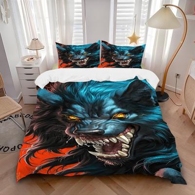 3pcs Bedding Set Wolf Pack Includes 1 Comforter + 2 Pillowcases, Without Pillow Inserts, Soft Comfortable,a0909155