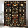 Bohemian Style Flowers and Plants Shower Curtain, Bathroom Decorative Shower Curtain, Waterproof Shower Curtain with Hooks
