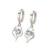 Runxin Elegant Heart Rhinestone Dangle Hoop Earrings for Women - Japanese Korean Fashion Style