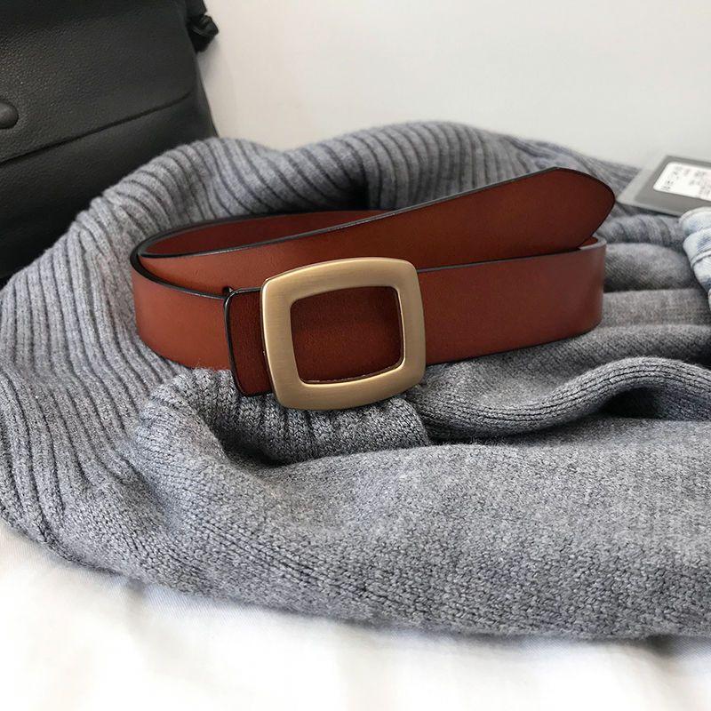 

Womens Trendy Korean Style Wide Denim Pants Belt With Automatic Clasp In Classic Black Tan дубильна кора