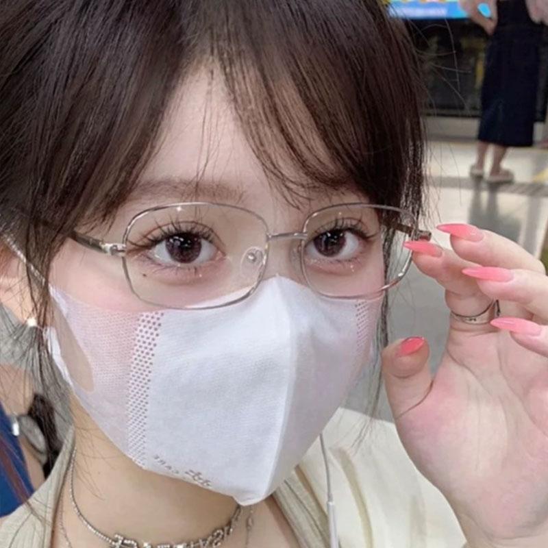 Y2K Harajuku Retro Small Square Frame Glasses for Women Metal Eyeglasses Clear Reading Spectacle Blue Light Blocking Eyewear