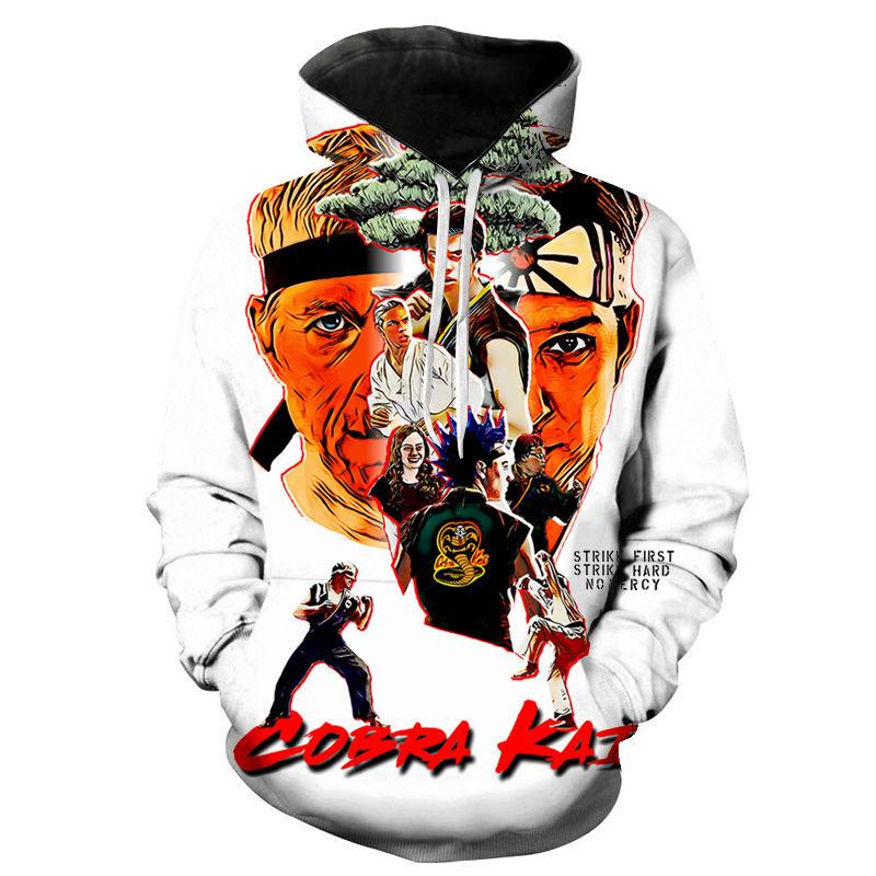 Новые поступления Cobra Kai 3D Printed Casual Hoodies Mens Весна Осень Модные пуловеры с капюшоном Толстовки Уличная одежда Топы L 1970₽