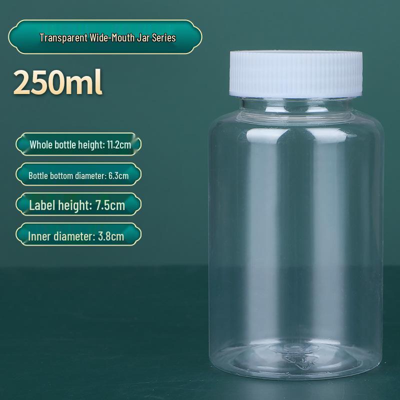 30, 50, 100ml Wide-Mouth Transparent Plastic Bottles with Lids for Samples