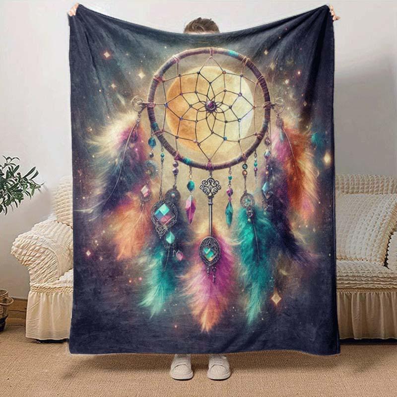 1pc Dream Catcher Printing Lightweight Flannel Blanket, Comfortable and Warm Blanket, for Camping Sofa Bed and Couch Office, in All Seasons