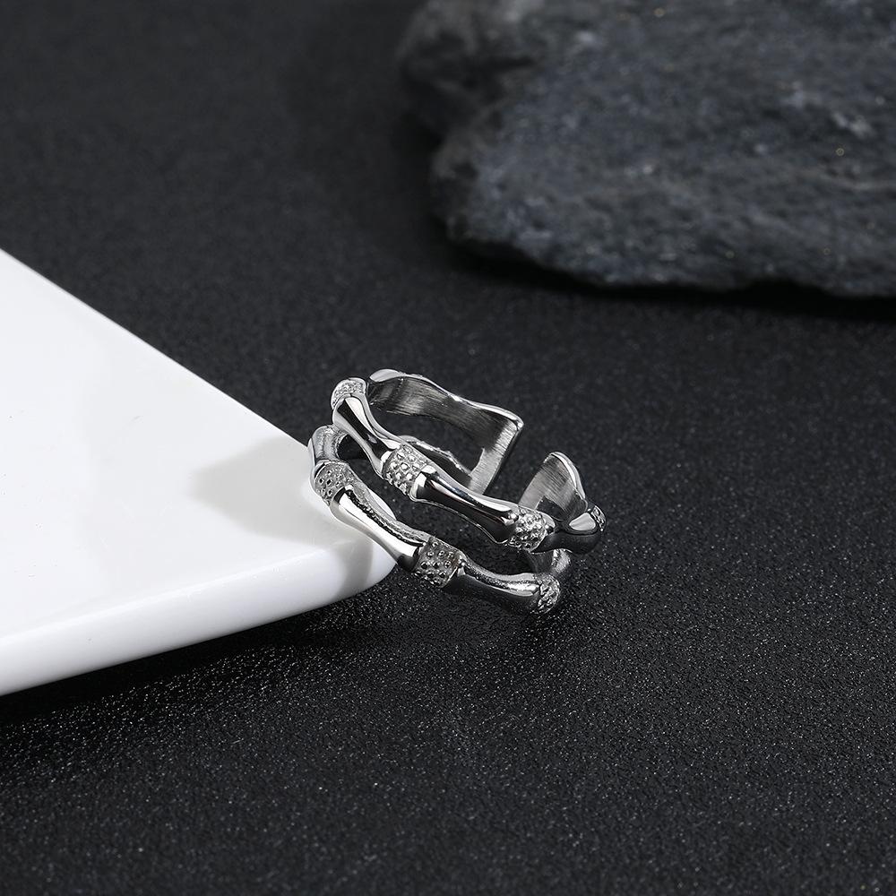 Jie Jie Gao Sheng Bamboo Knot Open Ring Fashionable Light Luxury Elegant Index Finger Ring New Ins Trend Personality Minimalist Style Ring