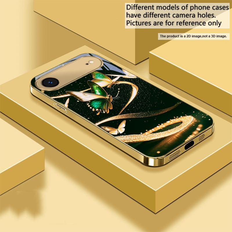 Winding Golden Light For IPhone 17Pro Max 16 17 Pro 15 Pro 14 13 Plus 12 Mini 11Pro Max XR 16E 17Air Golden Glass Phone Case
