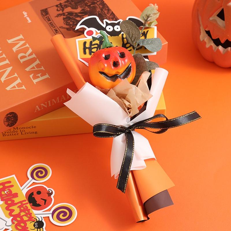 Pumpkin Flower Bouquet Halloween Decoration Simulated Bouquet Artificial Finished Bouquet Flower Funny Scary Gifts