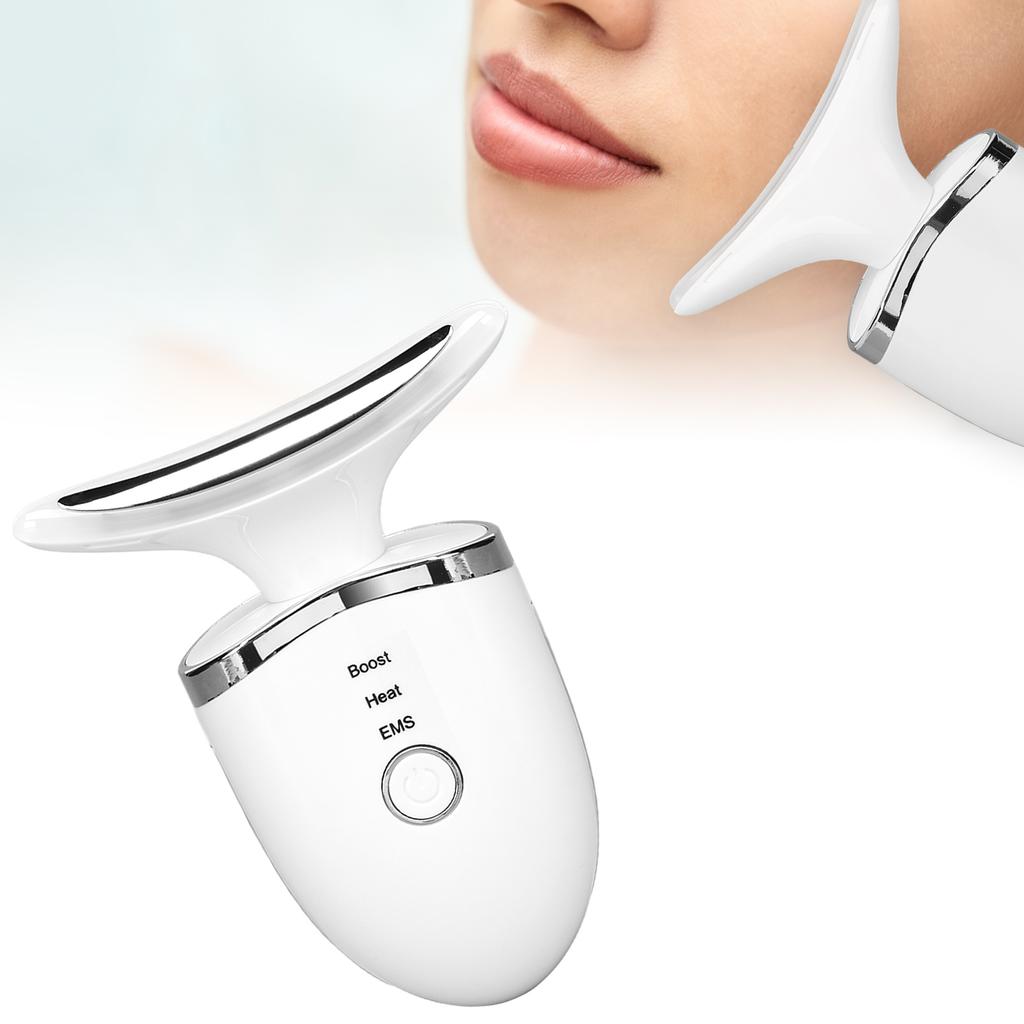 Neck Lifting Massager Heating Colorful Lights Micro Current Neck Skin Tightening Device White