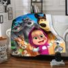 1pc Masha Bear Flowers Flannel Blanket,Ultra Soft Warm Plush Throw for Home Bedroom Bed Sofa Cover Camping Picnic gift Y72457