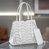 25 Small Fresh Fashion Hollow Embossed Cowhide Vegetable Pattern Womens Single Shoulder Daily Casual Bag