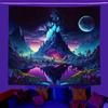 Blacklight Tapestry UV Reactive Meditation Zen Wall Hanging Peach Skin 2D Flat Print Psychedelic Fractal Decor for Bedroom