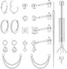 New 316L stainless steel plug-in ear nail set, high-quality zircon inlaid lip nail, ear bone nail, nose nail set