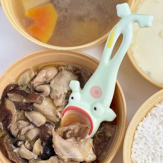 1/2Pcs Ugly Big Mouth Frog Ceramic Spoon Long Leg Frog Spoon