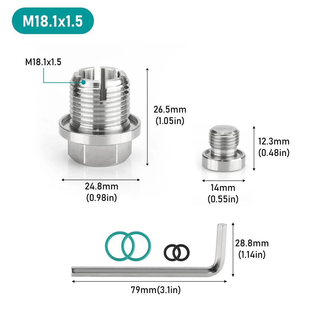 Übergröße piggyback Öl ablassschraube M12.1-1.25/1.5/1.75x 15mm Edelstahl Selbstschneidend Ölwanne Gewinde Reparatur Kit mit O-Ring