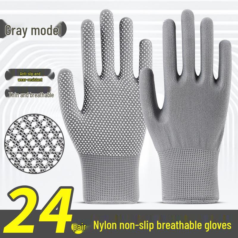 Breathable Non-Slip Nylon Summer Work Gloves - Unisex, Wear-Resistant, Sunscreen