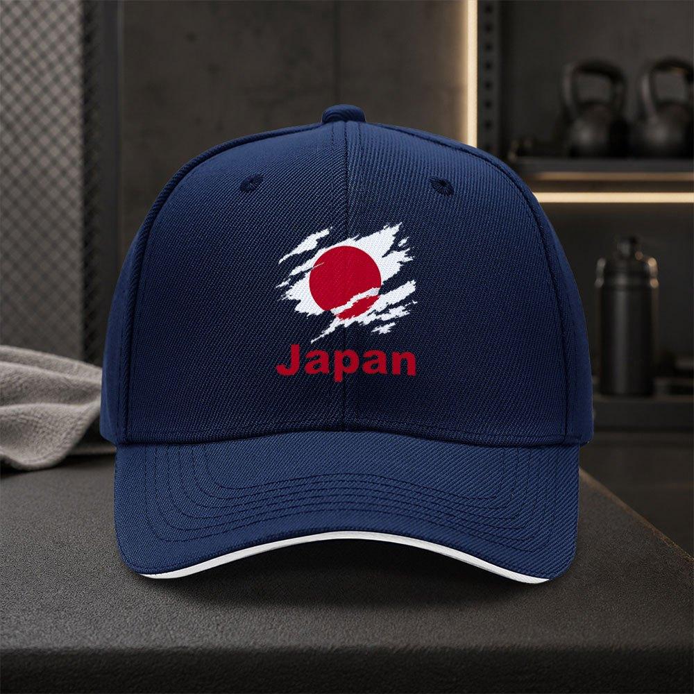 Japanese Flag Baseball Cap for Unisex Adjustable Duckbill Hat with Japan Flag Emblem Lightweight Outdoor Travel Cap