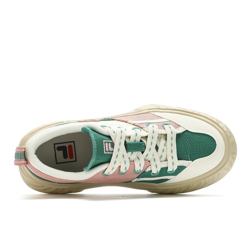 FILA Fosso Color Block Fashion Trendy Fresh Vitality Low Top Canvas Shoes Women sneaker White Pink F12W432308FAP