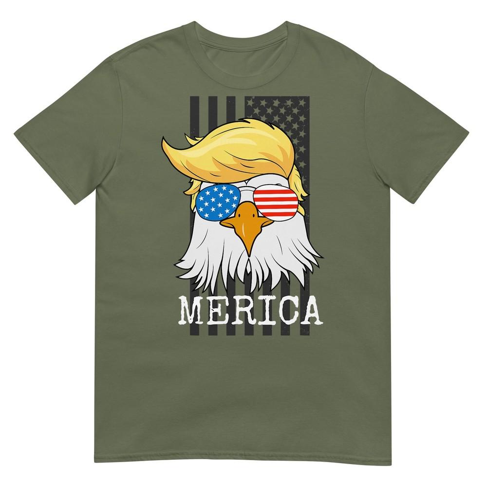Merica Bald Eagle 4th Of July Trump American Flag Funny Gift TShirt