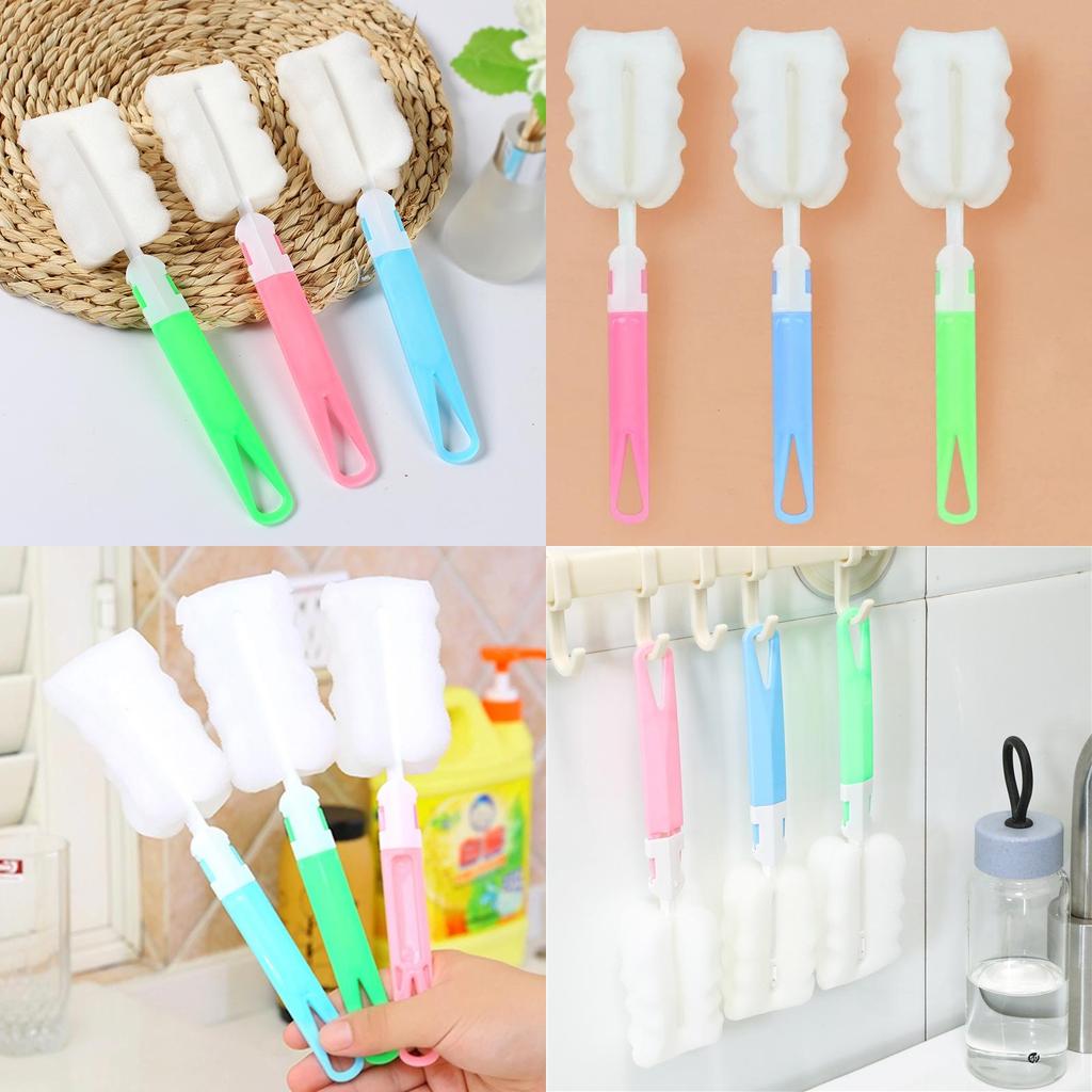 Multi-color Bottle Sponge Brush For Efficient Kitchen Cleaning And Wineglass Care