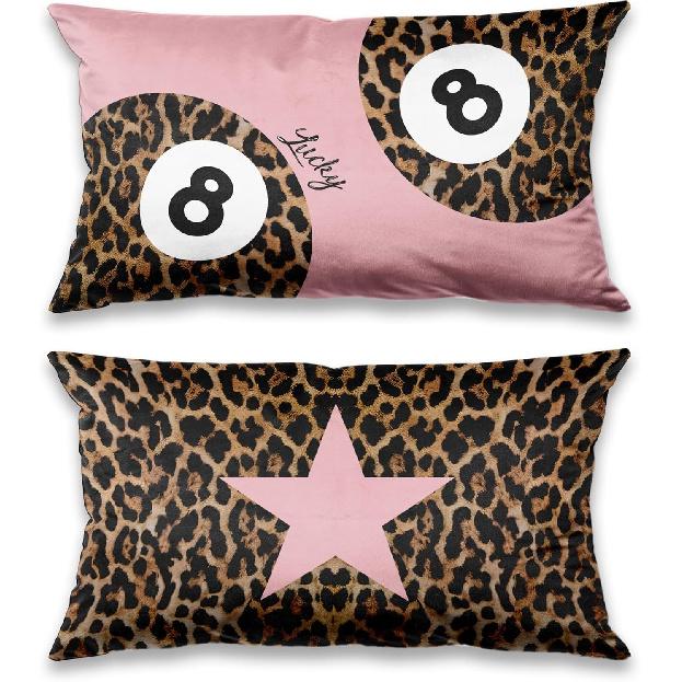 Preppy Star Lucky 8 Ball Cheetah Leopard Print Room Decor Pillow Cover 18x18 Set of 2,Leopard Gifts for Women,Cheetah Print Gifts,Coquette Pillow
