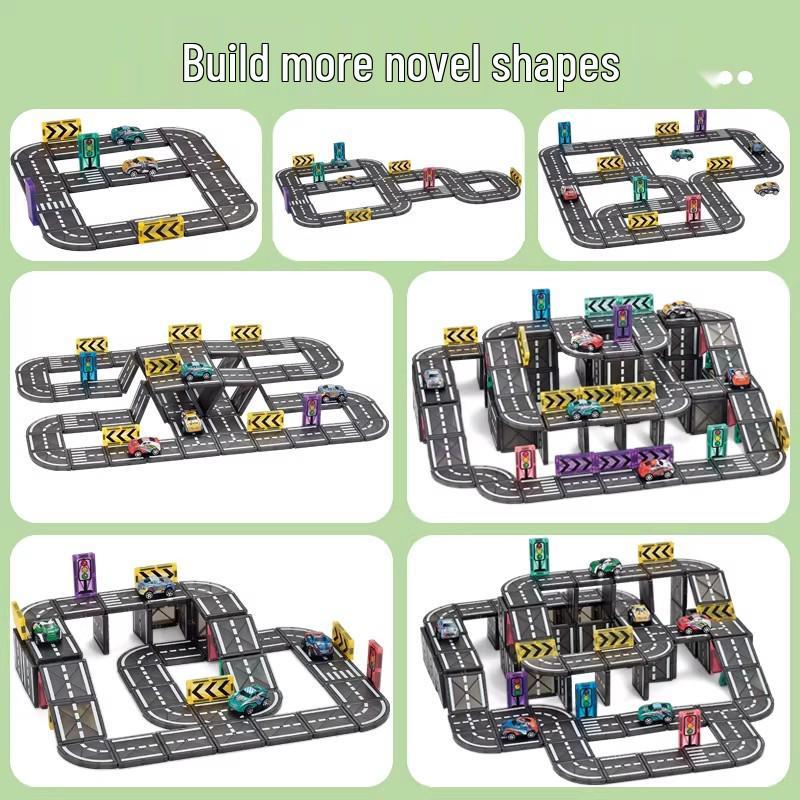 5,5 cm Magnetische Verkehrsbahn Auto Bausteine für Kinder