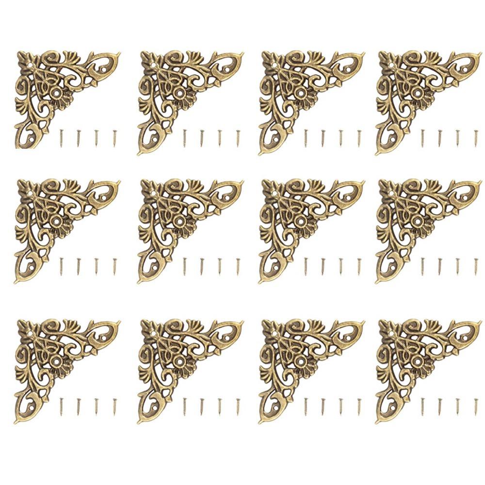 12pcs Decorative Antique Style Hollow Shape Corner Metal Jewelry Box Corner Protector Edge Protector Jewelry Box