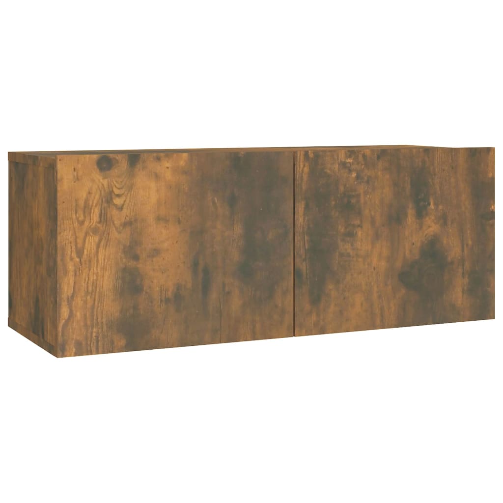 Vidaxl Set of 2 TV Cabinets, Smoked Oak Wood-Based Material