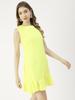 Moomaya Women  S Printed Short Dress, Sleeveless Frilled Hem Round Neck Mini