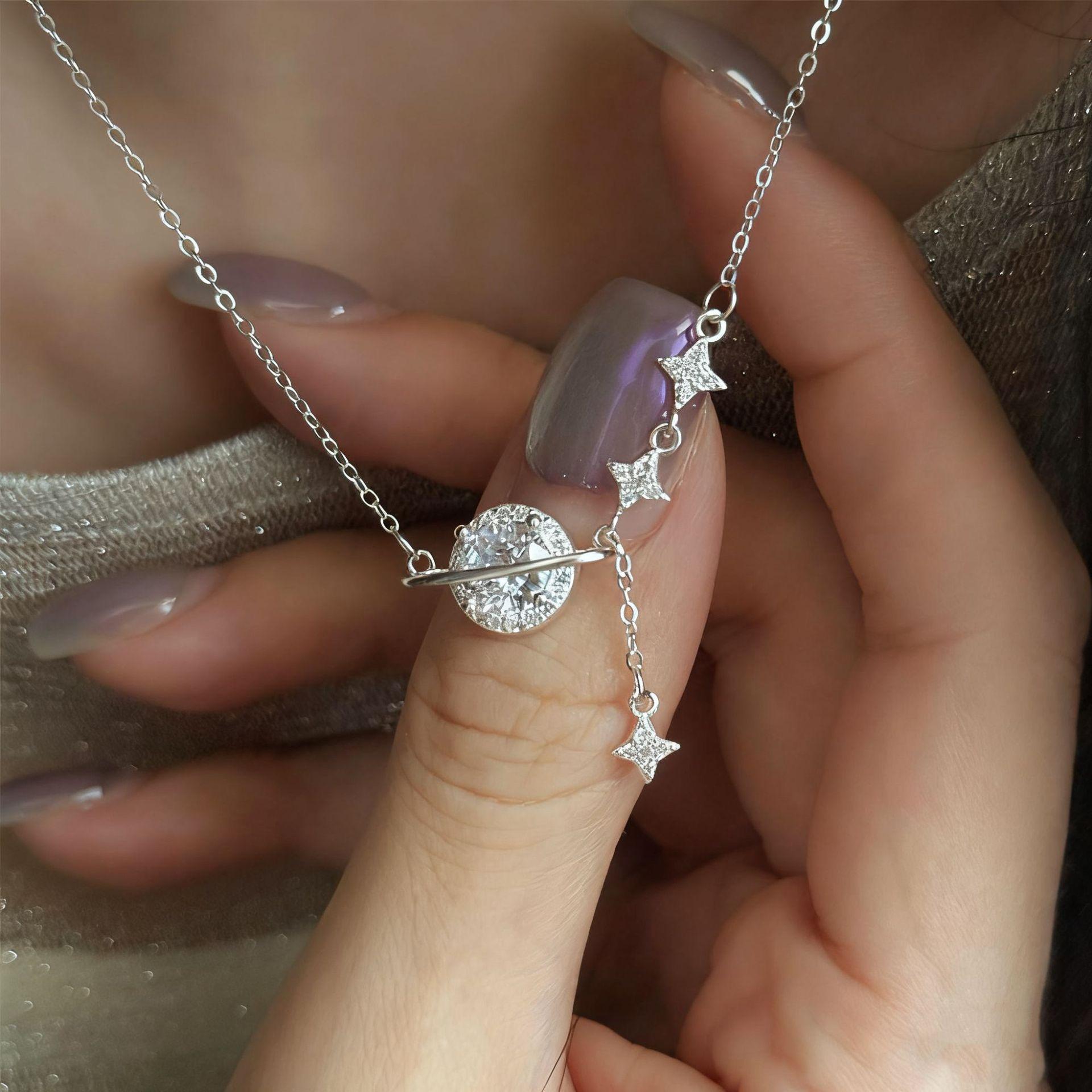 

S925 Sterling Silver Necklaces For Women Simple Fashion Minimalist Pendant Necklaces Round Zircon Necklace Birthday Gift