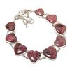 Natural Rhodonite Necklace 18" Adjustable Chain Silver Tone Heart Gemstone Gifts