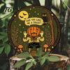 Wall Mounted Metal Decor Retro Halloween Sign, Round Decorative Vintage Illustration Sign Rustic Art for Living Room Party Decoration Festive