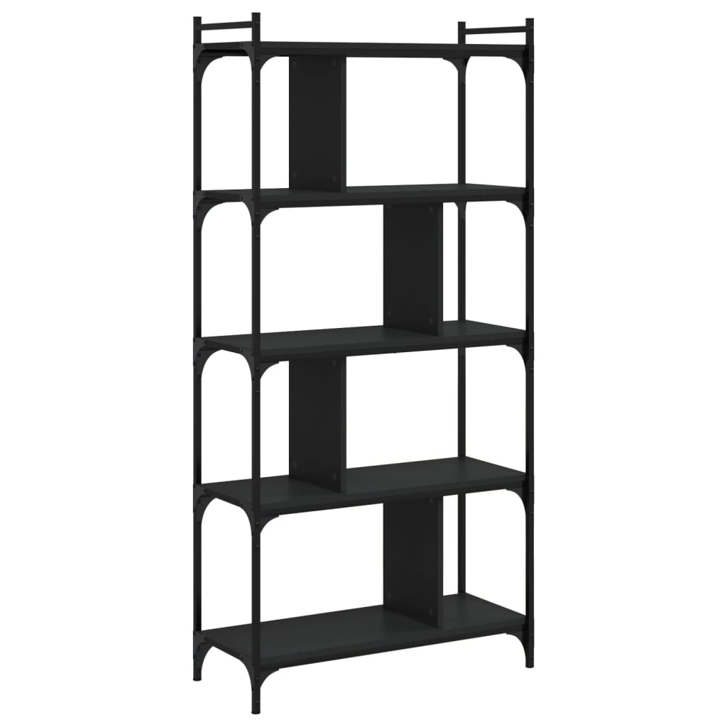 Bookshelf 5 Shelves Black 76 X 32 X 158 Cm Engineered Wood
